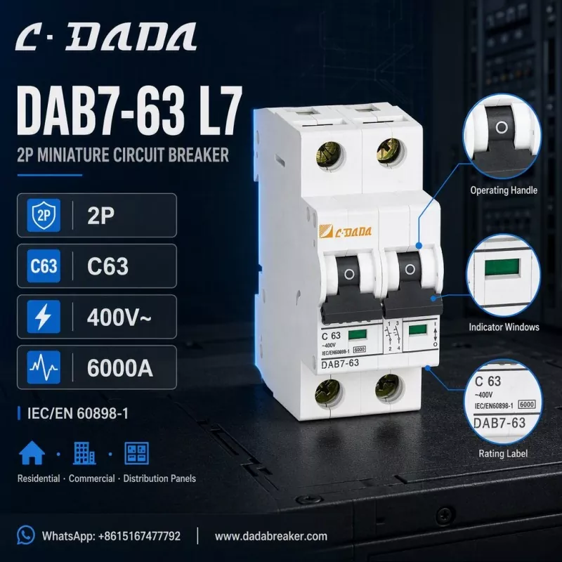 DAB7-63 L7 2P MCB - Cad, ilaalinta is haysta ee guddiyada qaybinta